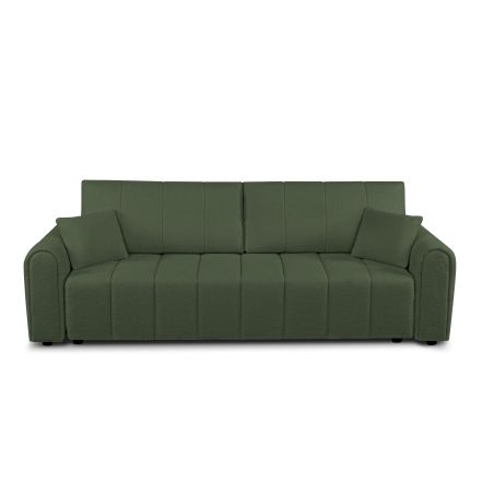 Canapé droit GIORGIO convertible tissu bouclette vert kaki 3 places