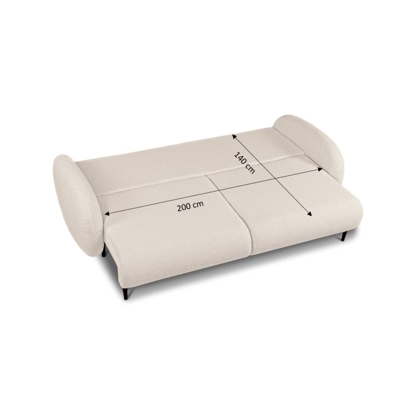Canapé droit CARINO convertible tissu bouclette grège 3 places