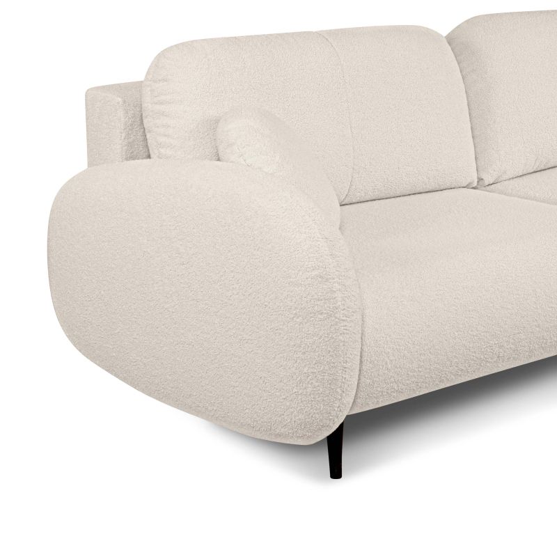 Canapé droit CARINO convertible tissu bouclette grège 3 places