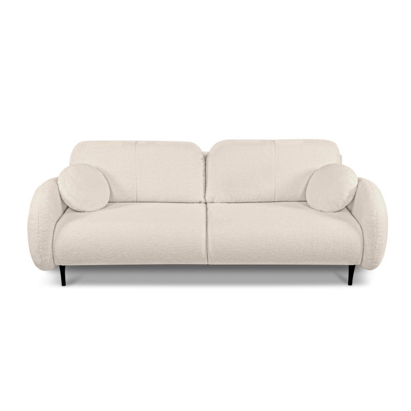 Canapé droit CARINO convertible tissu bouclette grège 3 places