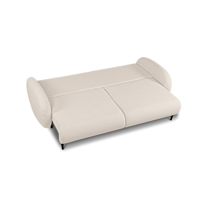 Canapé droit CARINO convertible tissu bouclette grège 3 places