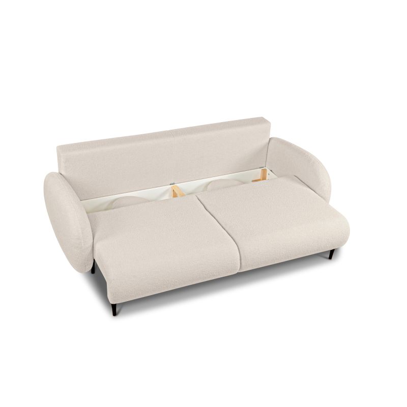 Canapé droit CARINO convertible tissu bouclette grège 3 places