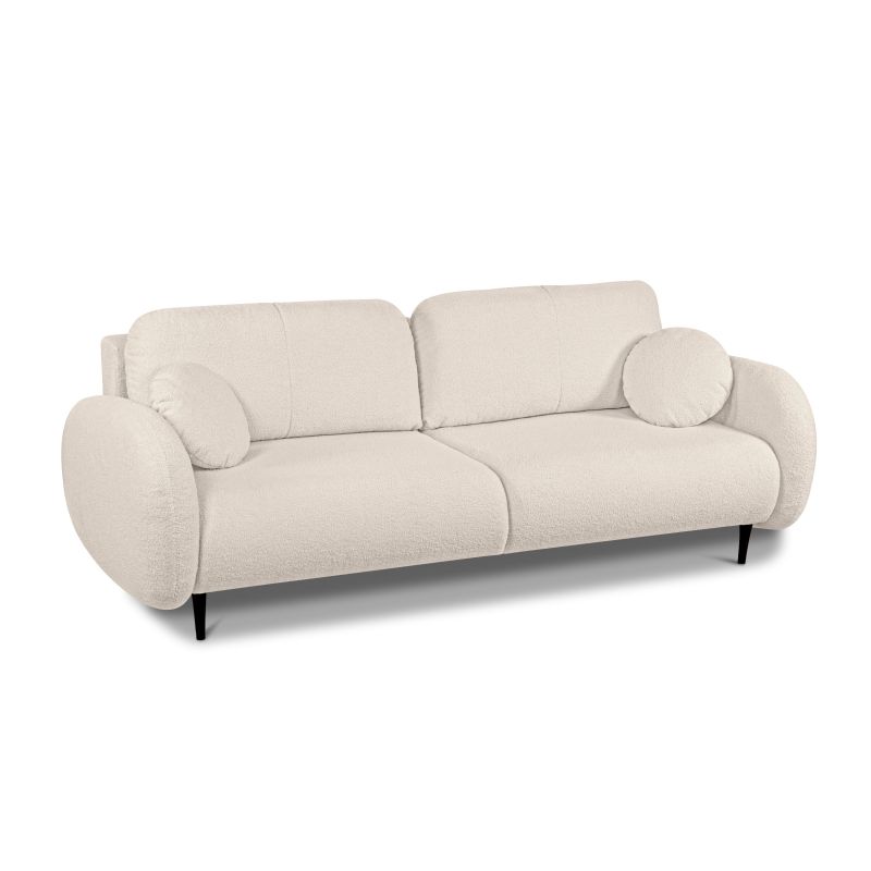 Canapé droit CARINO convertible tissu bouclette grège 3 places