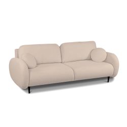 Canapé droit CARINO convertible tissu bouclette taupe 3 places