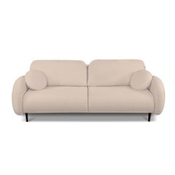 Canapé droit CARINO convertible tissu bouclette taupe 3 places