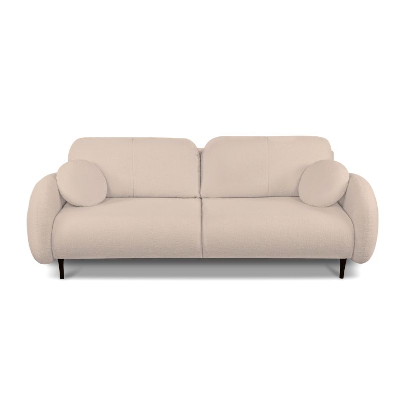Canapé droit CARINO convertible tissu bouclette taupe 3 places