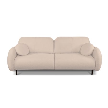 Canapé droit CARINO convertible tissu bouclette taupe 3 places