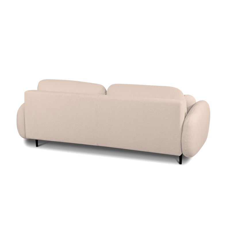 Canapé droit CARINO convertible tissu bouclette taupe 3 places