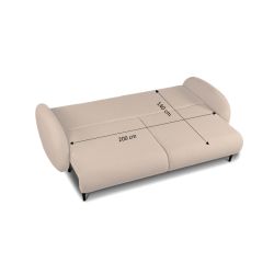 Canapé droit CARINO convertible tissu bouclette taupe 3 places