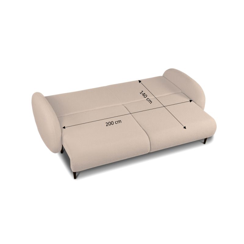 Canapé droit CARINO convertible tissu bouclette taupe 3 places