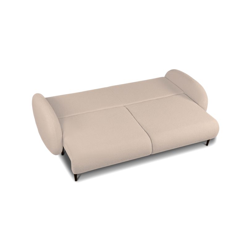Canapé droit CARINO convertible tissu bouclette taupe 3 places