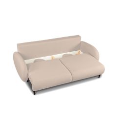 Canapé droit CARINO convertible tissu bouclette taupe 3 places
