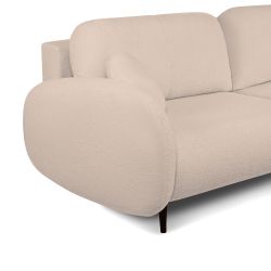 Canapé droit CARINO convertible tissu bouclette taupe 3 places