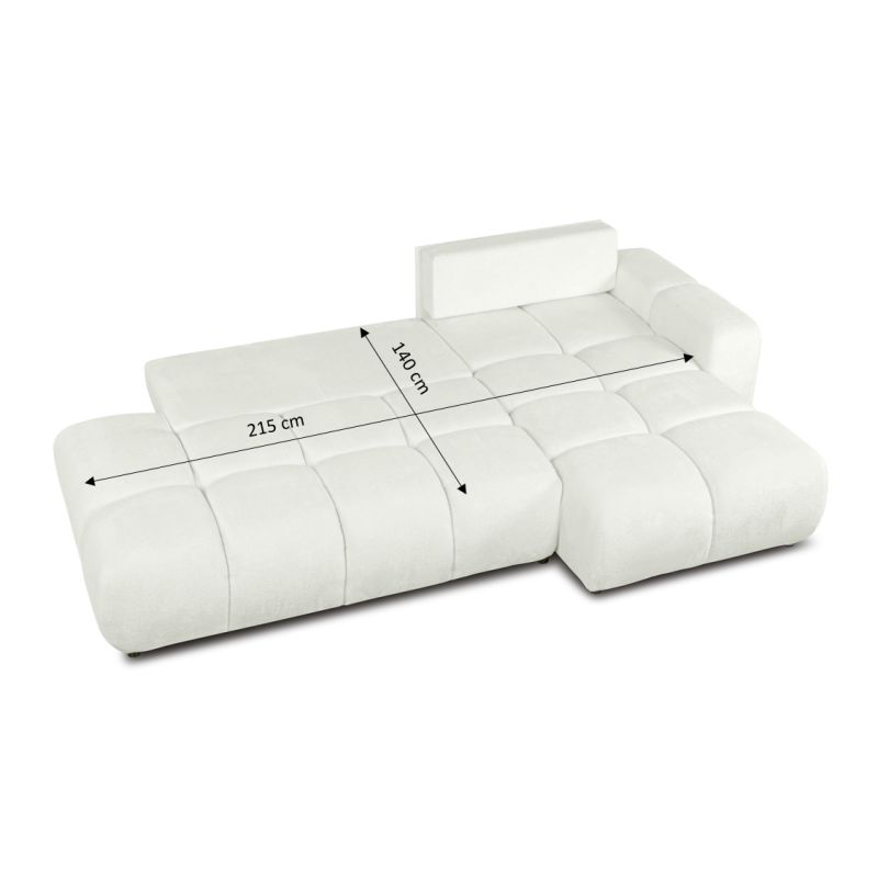 Canapé d'angle droit convertible SORELLA 4 places tissu chenille écru