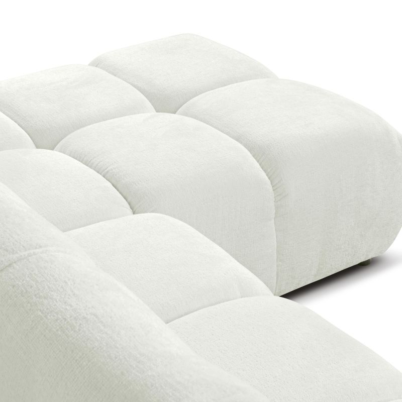 Canapé d'angle droit convertible SORELLA 4 places tissu chenille écru