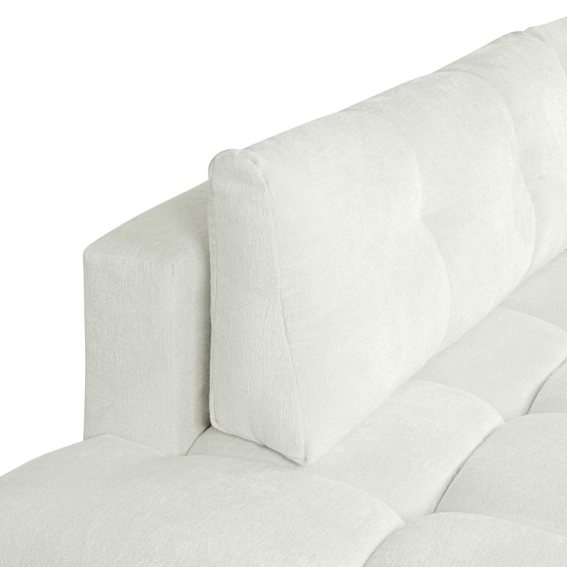 Canapé d'angle droit convertible SORELLA 4 places tissu chenille écru