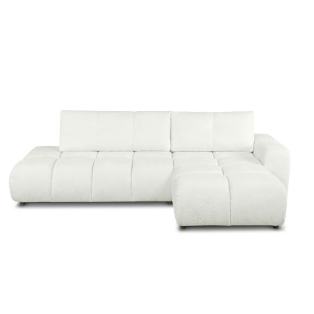 Canapé d'angle droit SORELLA convertible tissu chenille écru 4 places