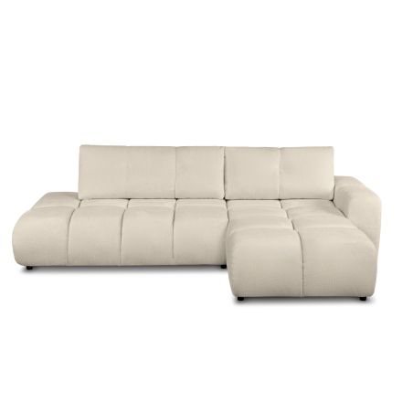 Canapé d'angle droit SORELLA convertible tissu chenille grège 4 places