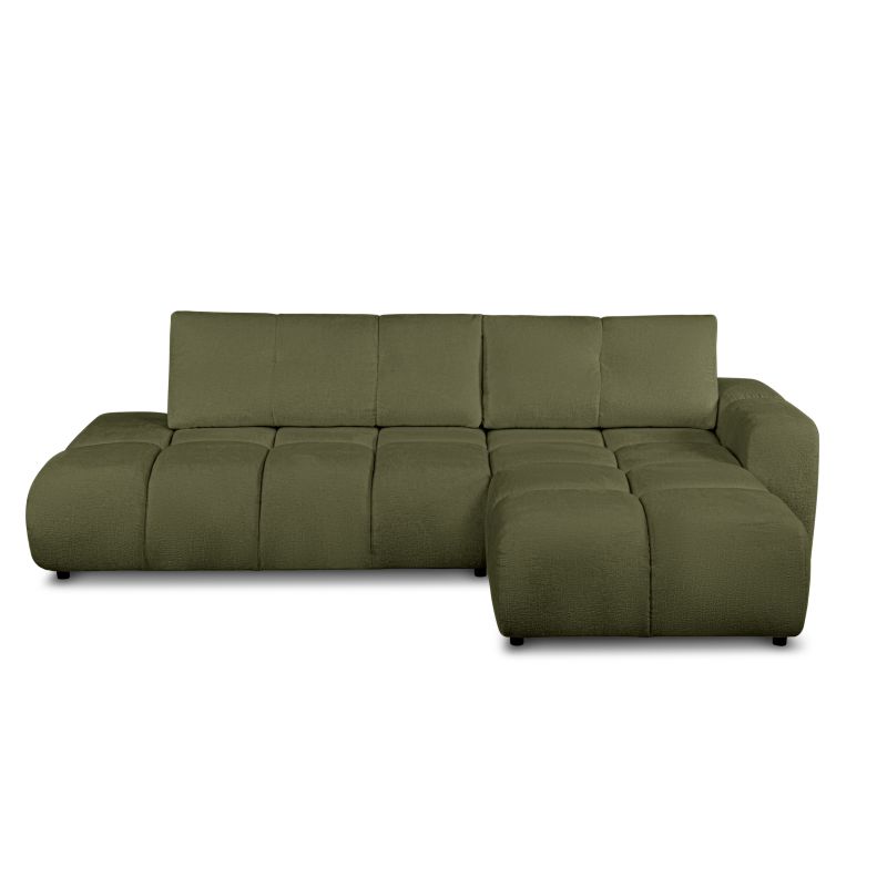 Canapé d'angle droit convertible SORELLA 4 places tissu chenille vert kaki