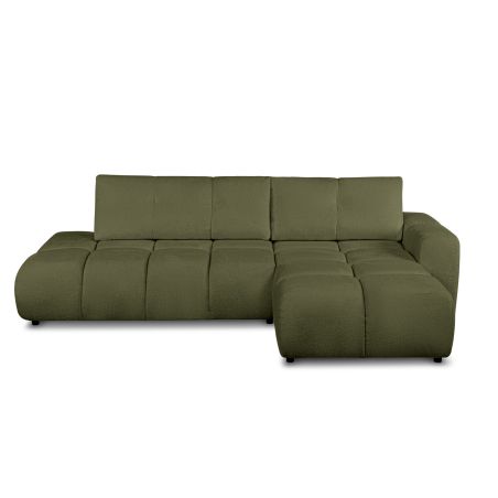 Canapé d'angle droit SORELLA convertible tissu chenille vert kaki 4 places