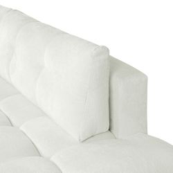 Canapé d'angle gauche SORELLA convertible tissu chenille écru 4 places