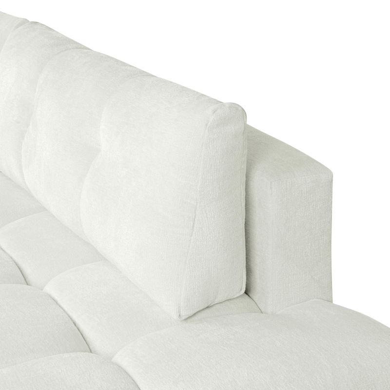 Canapé d'angle gauche SORELLA convertible tissu chenille écru 4 places
