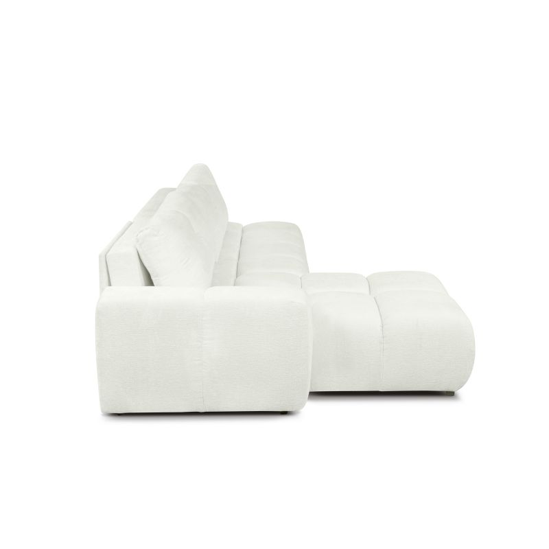 Canapé d'angle gauche SORELLA convertible tissu chenille écru 4 places