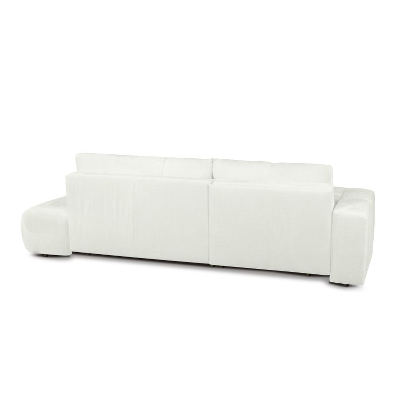 Canapé d'angle gauche SORELLA convertible tissu chenille écru 4 places