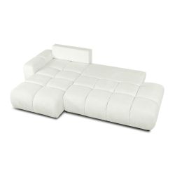 Canapé d'angle gauche SORELLA convertible tissu chenille écru 4 places