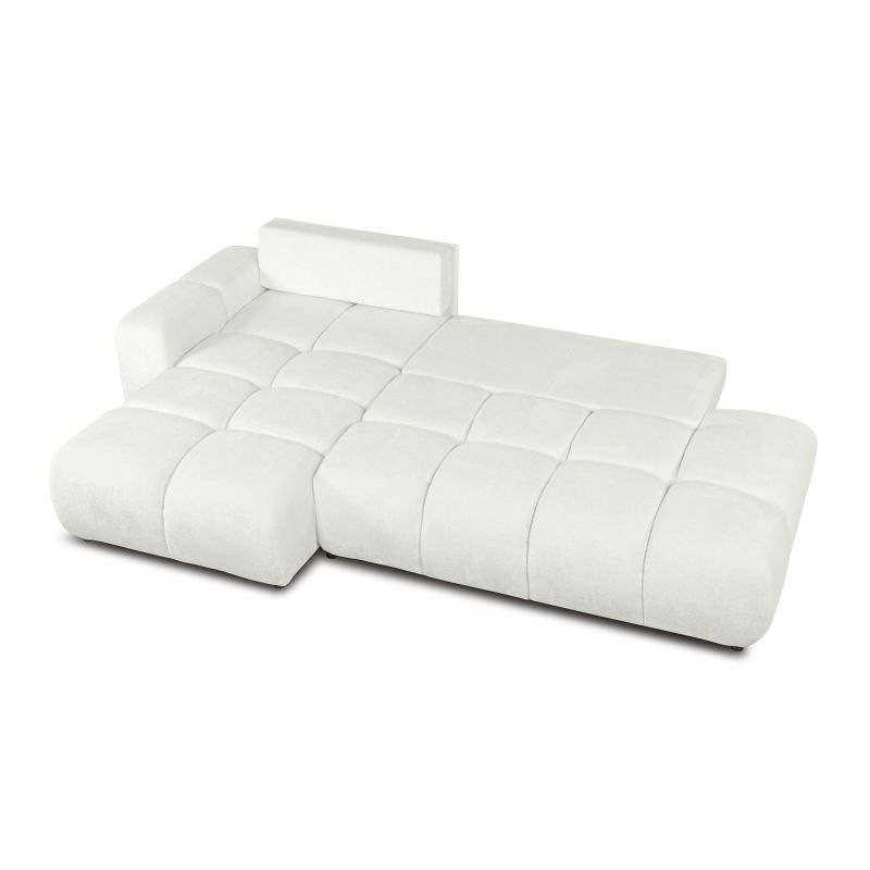Canapé d'angle gauche SORELLA convertible tissu chenille écru 4 places