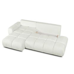 Canapé d'angle gauche SORELLA convertible tissu chenille écru 4 places