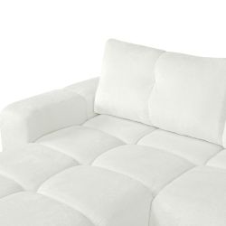 Canapé d'angle gauche SORELLA convertible tissu chenille écru 4 places