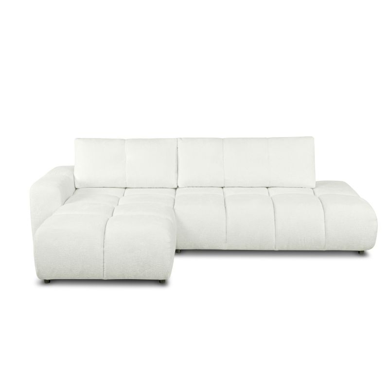 Canapé d'angle gauche SORELLA convertible tissu chenille écru 4 places