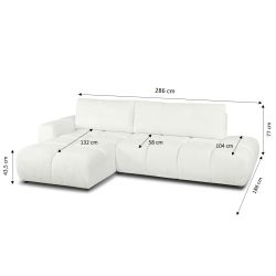 Canapé d'angle gauche SORELLA convertible tissu chenille écru 4 places