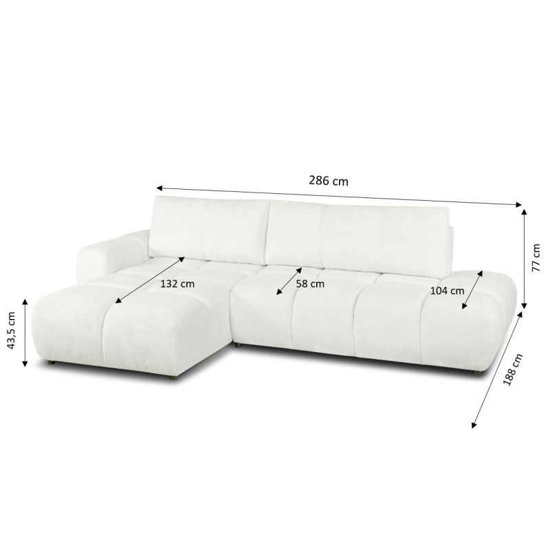 Canapé d'angle gauche SORELLA convertible tissu chenille écru 4 places