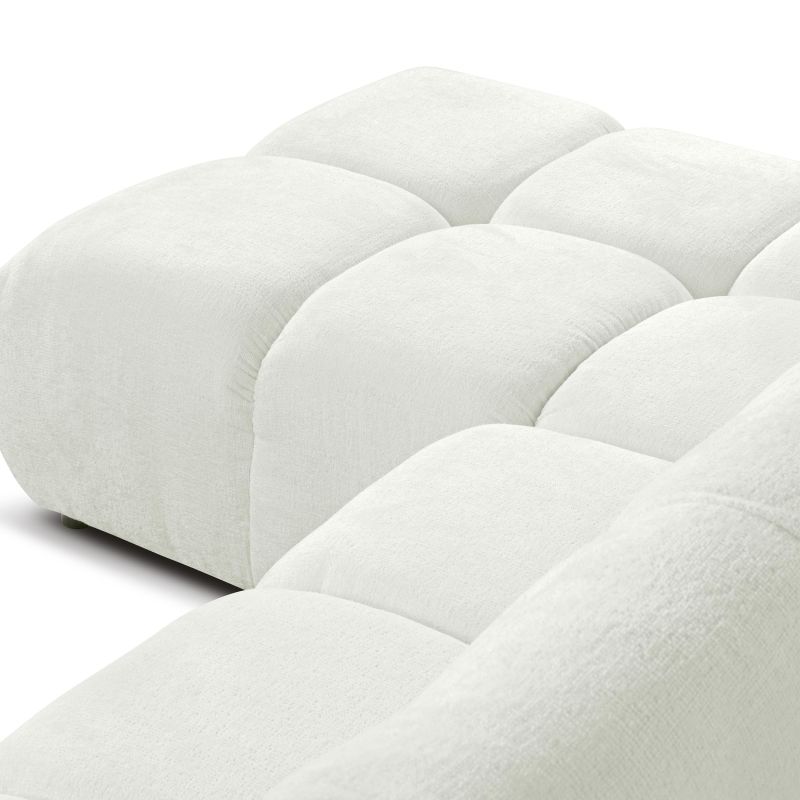 Canapé d'angle gauche SORELLA convertible tissu chenille écru 4 places