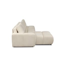 Canapé d'angle gauche convertible SORELLA 4 places tissu chenille grège