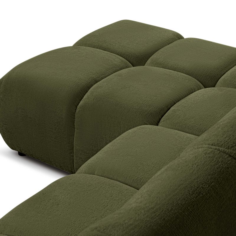 Canapé d'angle gauche convertible SORELLA 4 places tissu chenille vert kaki