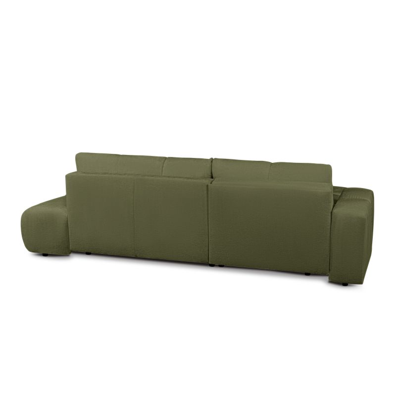 Canapé d'angle gauche convertible SORELLA 4 places tissu chenille vert kaki