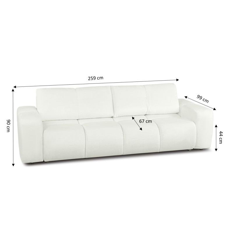 Canapé droit convertible SORELLA 3 places tissu chenille écru