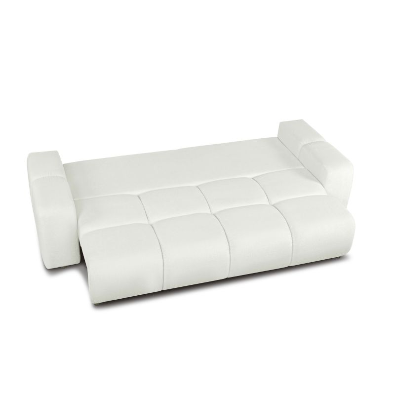Canapé droit convertible SORELLA 3 places tissu chenille écru