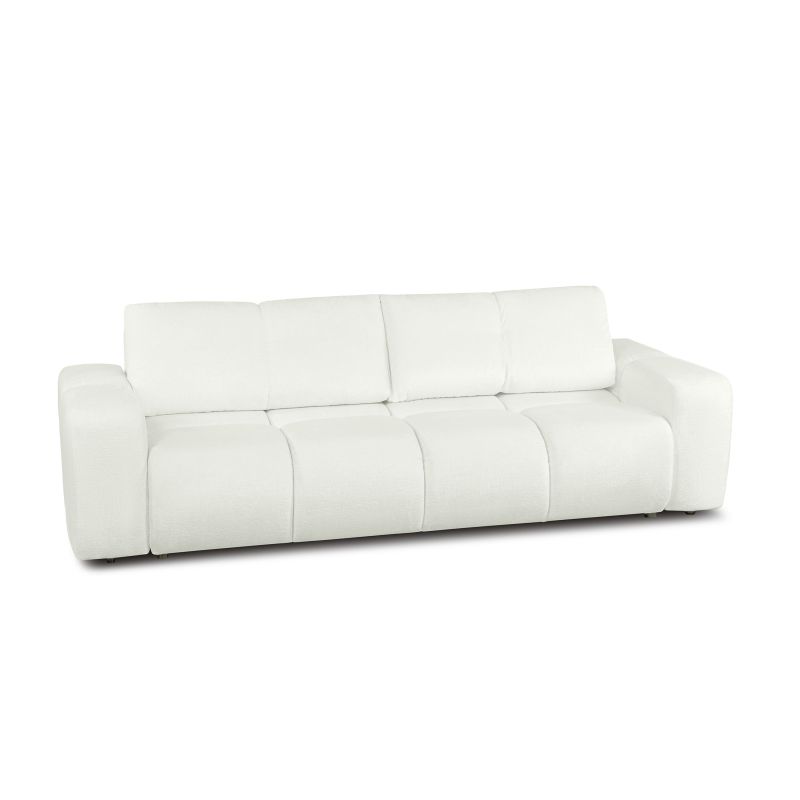 Canapé droit convertible SORELLA 3 places tissu chenille écru