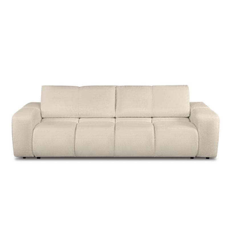 Canapé droit SORELLA convertible tissu chenille grège 3 places