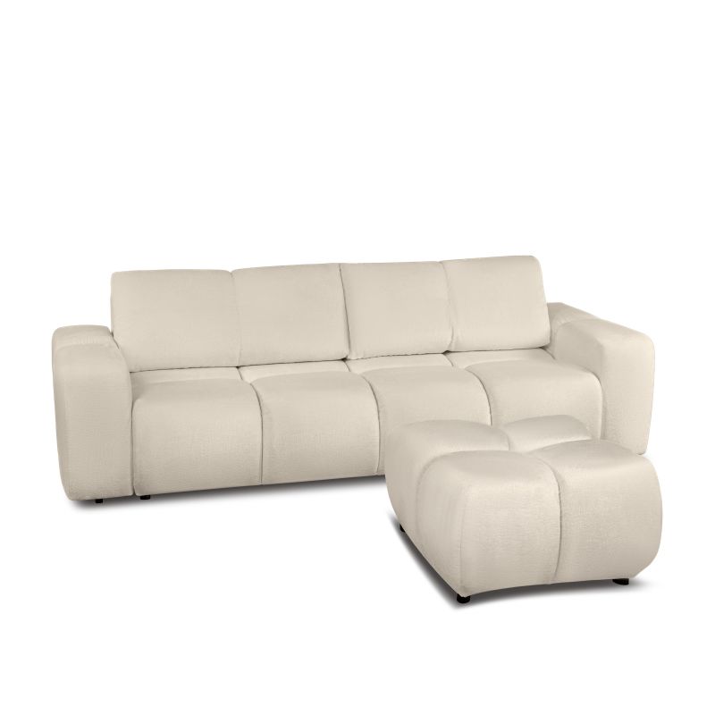 Canapé droit SORELLA convertible tissu chenille grège 3 places