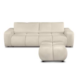 Canapé droit SORELLA convertible tissu chenille grège 3 places