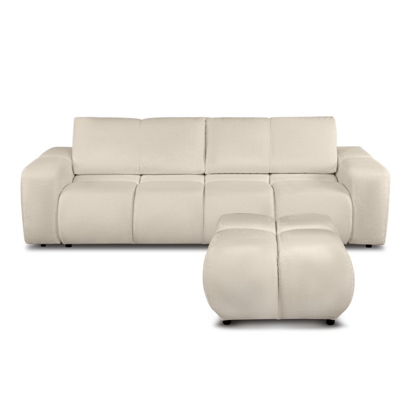 Canapé droit SORELLA convertible tissu chenille grège 3 places