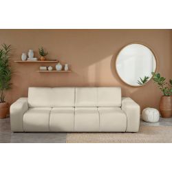 Canapé droit SORELLA convertible tissu chenille grège 3 places