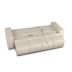 Canapé droit SORELLA convertible tissu chenille grège 3 places