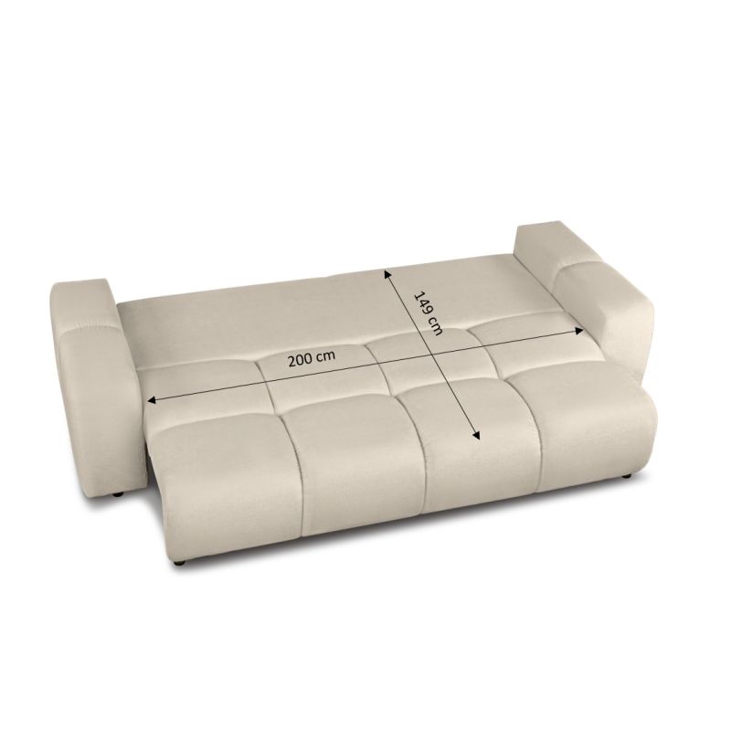 Canapé droit SORELLA convertible tissu chenille grège 3 places