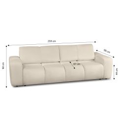 Canapé droit SORELLA convertible tissu chenille grège 3 places